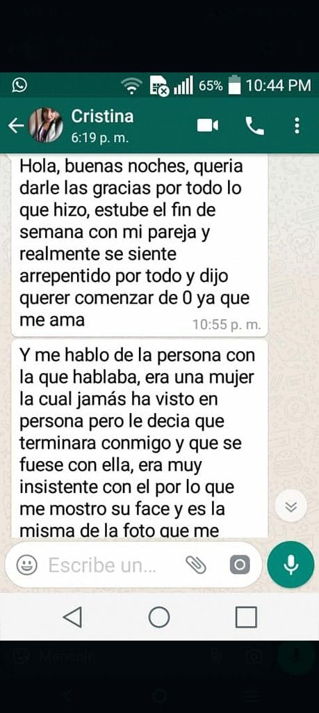 Paciente Feliz Venus Regreso pareja testimonio